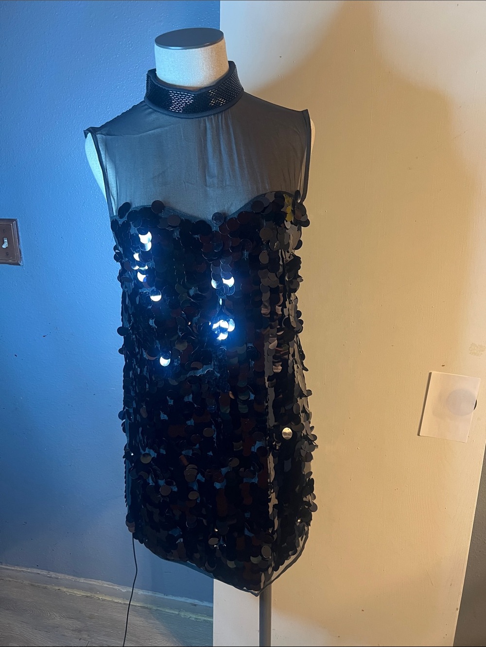 H&M Black and Brown Sequin Mini Dress